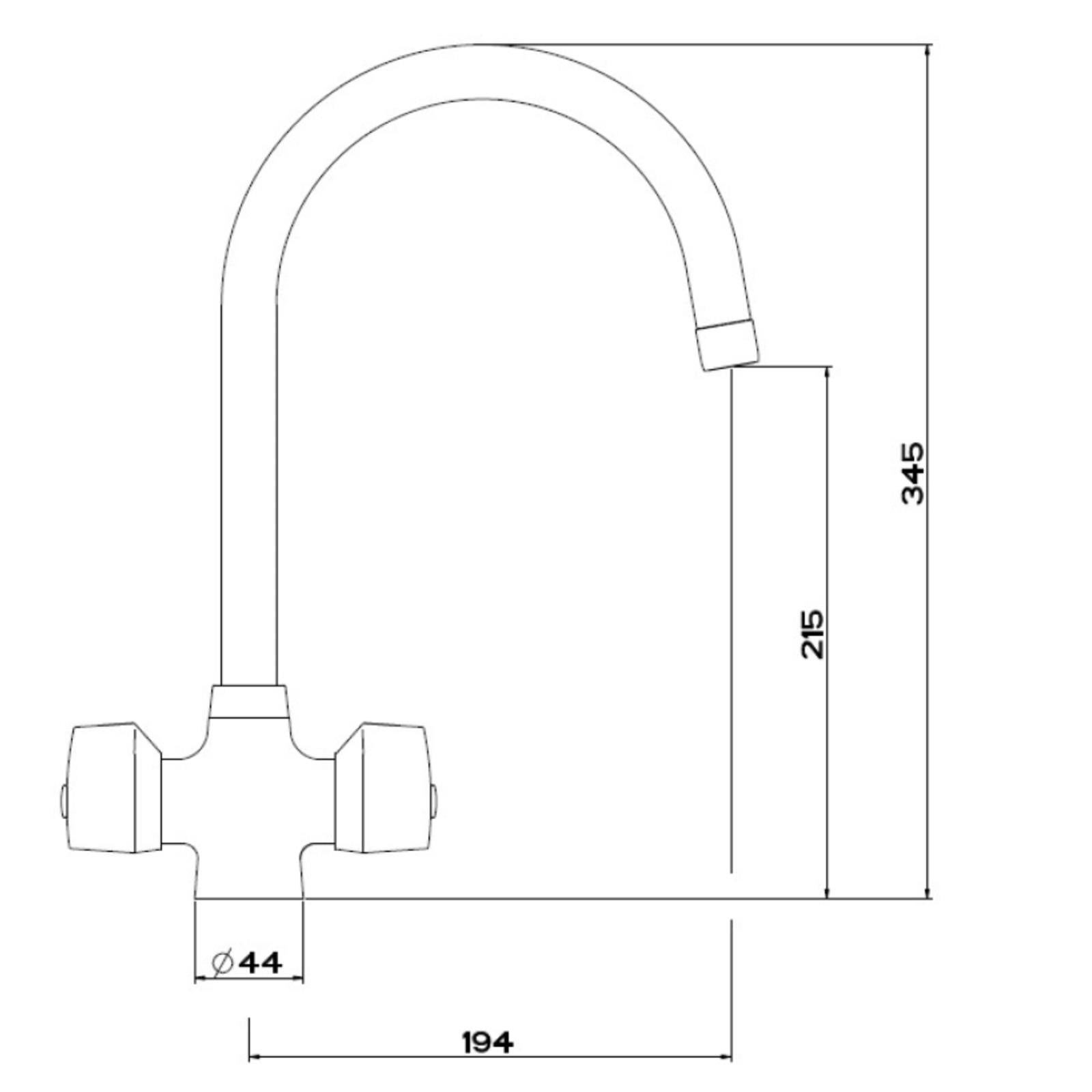 Franke Smart Pro Cruciform Two Lever J Swivel Spout Kitchen Tap In Chrome